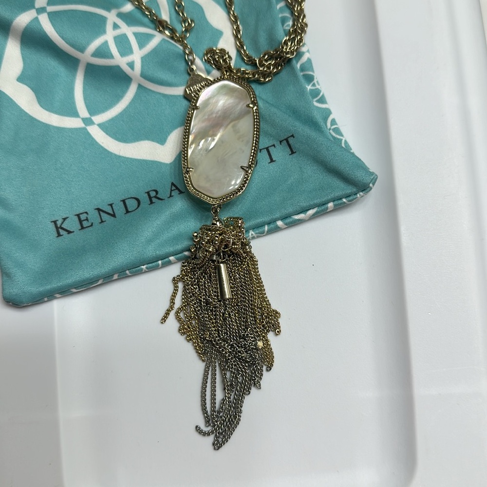 Kendra Scott Rayne mother of pearl tassel necklace - Picture 4 of 4